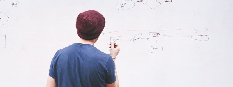 engineer designing process flow